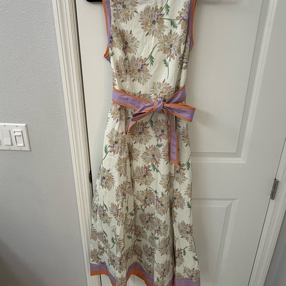 Floral dress with purple and orange accents